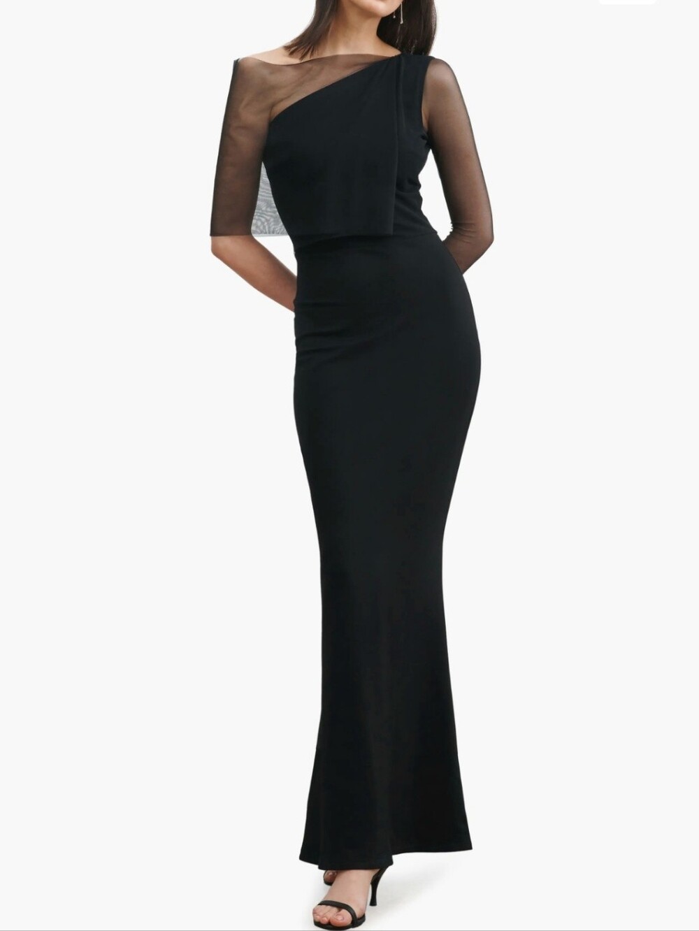 Valeria Lux Mesh Drape Gown by Marcella NYC